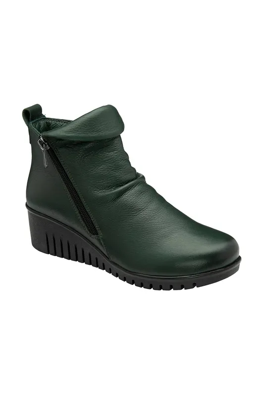 Lotus Women's Green Leather 'Cordelia' Wedge Ankle Boots Size: 6 - Green
