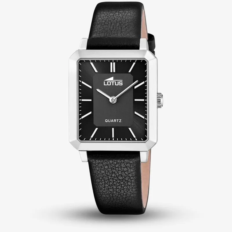 Lotus Women's Square Leather Strap Watch L18987 in Black - Black