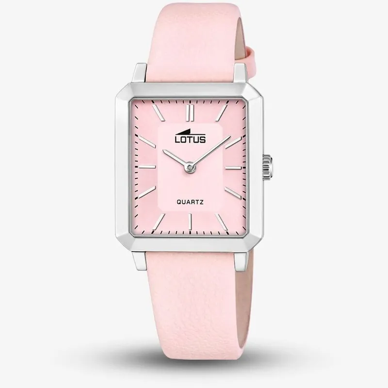 Lotus Women's Square Leather Strap Watch L18987 in Pink Pink One Size female