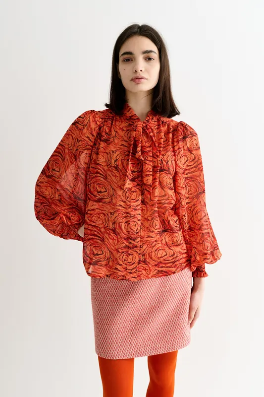 Louche Boo Rosechild Tie Neck Blouse – Apricot
