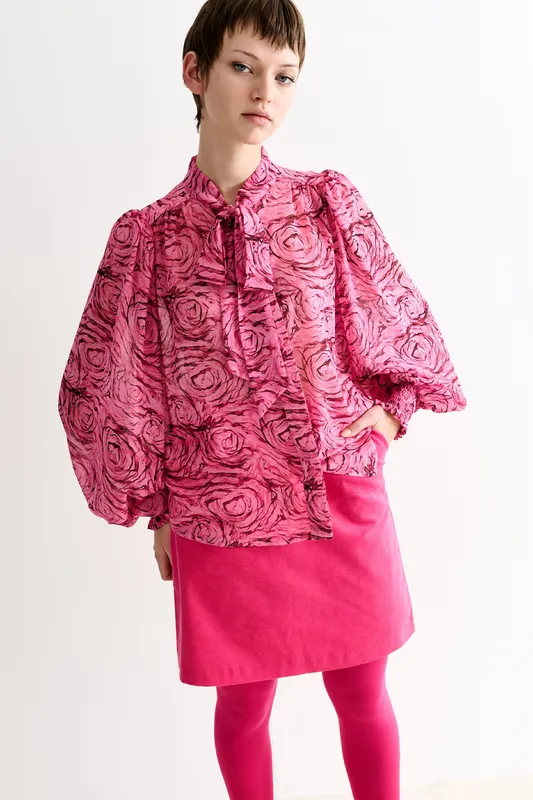 Louche Boo Rosechild Tie Neck Blouse – Pink Pink 10 Female