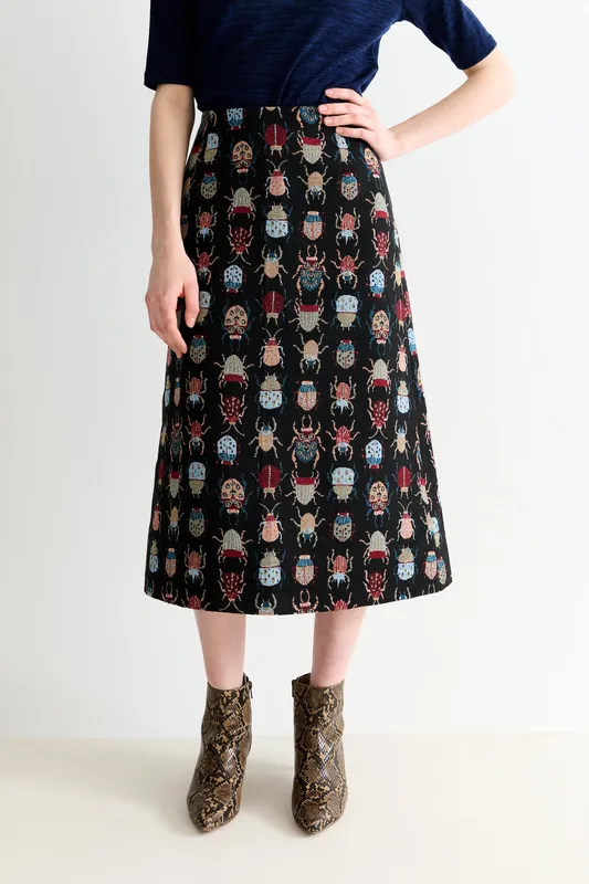 Louche Buffy Beetlejuice Jacquard A-Line Midi Skirt