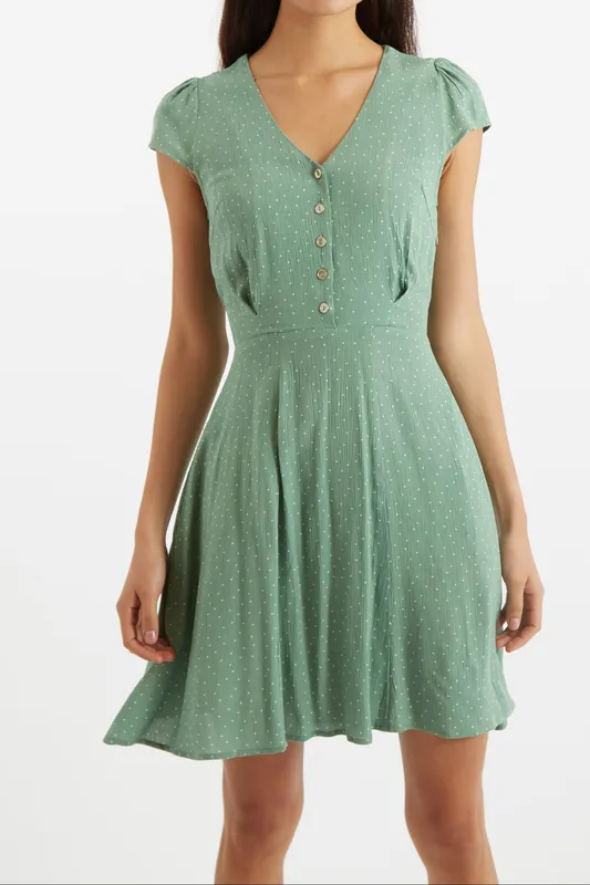 Louche Cathleen Mini Petite Dot Tea Dress Mint Green 12