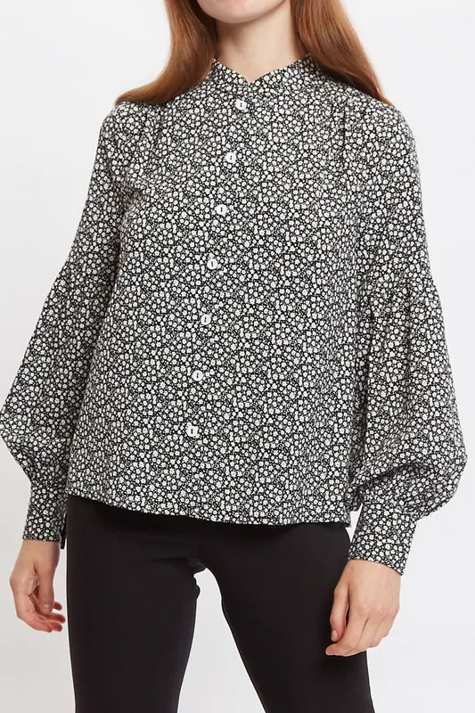 Louche Clancy Candy Bud Print Long Sleeve Blouse Black 14 Female