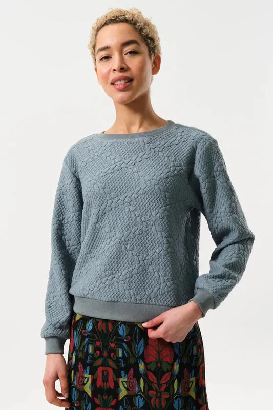 Louche Jan Cable Quilt Sweatshirt - Teal Teal