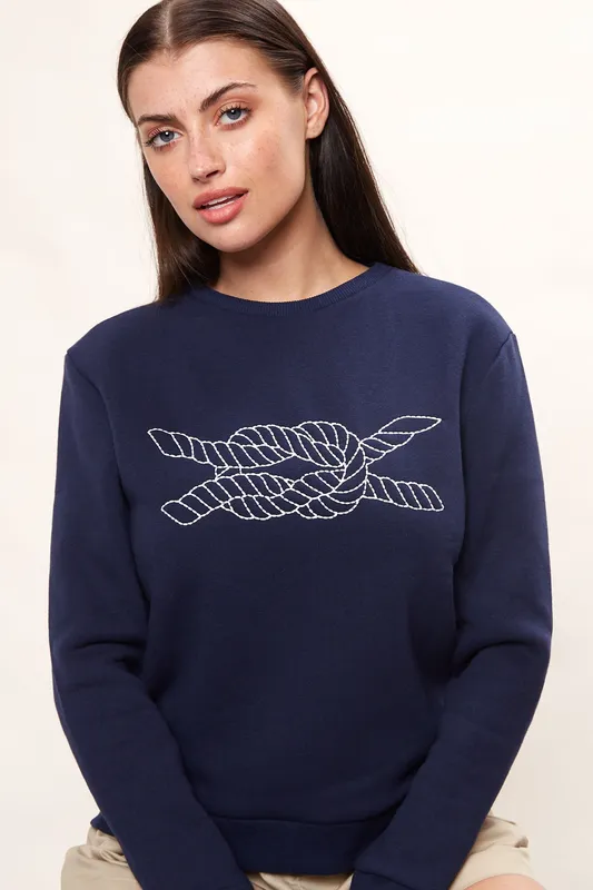 Louche Jan Knot Embroidered Sweatshirt Navy 8