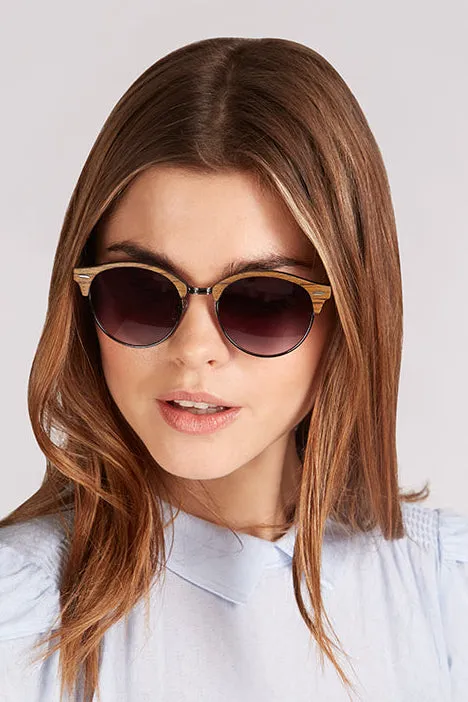 Louche Katy Light Brown Wood Sunglasses Light Brown Brown Unisex