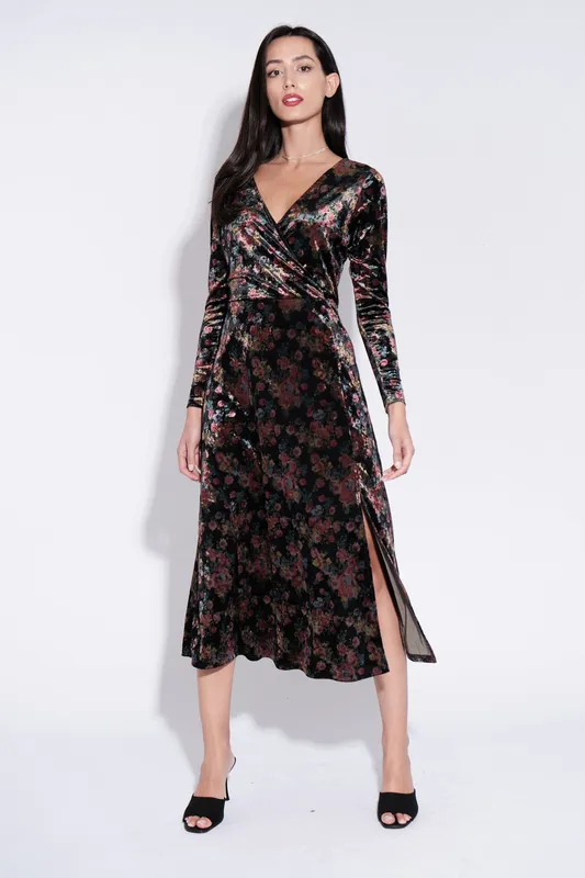 Louche Lesley Rose Bowl Velvet Wrap Midi Dress Rose 10 Female