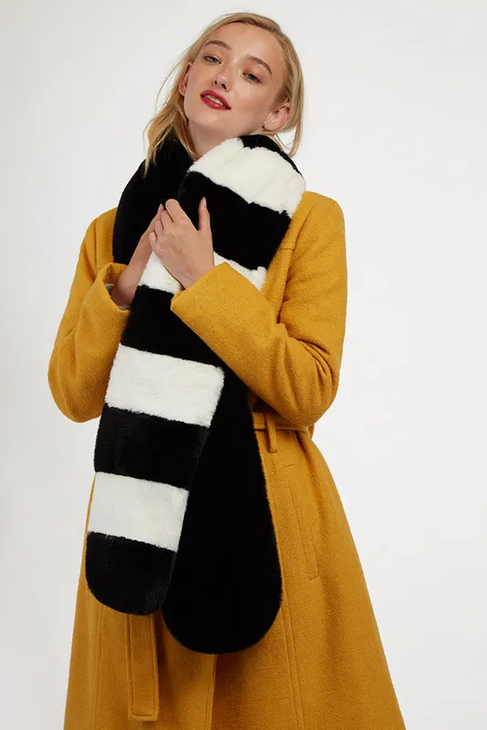 Louche Lotan Black and White Faux Fur Scarf Black