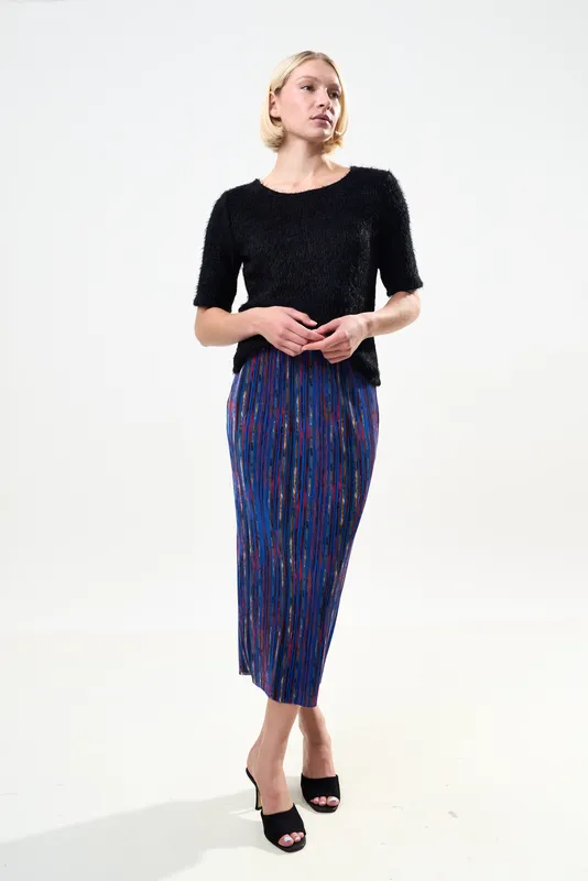 Louche Maylis Abstract Print Pleat Midi Skirt