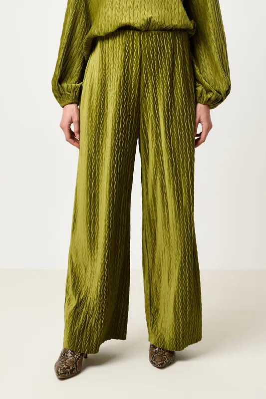 Louche Melvin Velvet Pleat Trouser - Kiwi Kiwi 12