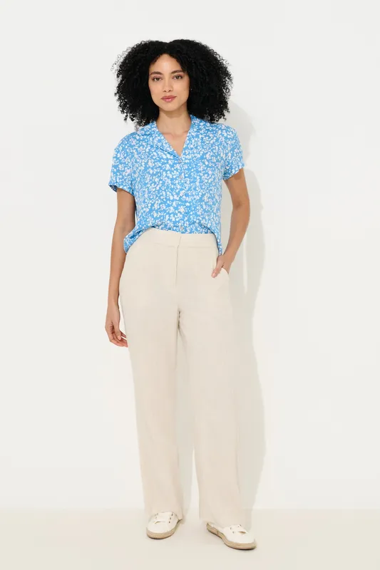 Louche Tilde Linen Mix Straight Leg Trousers - Natural Natural