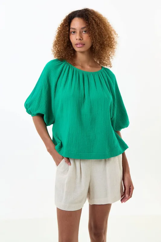 Louche Mayanna Double Gauze Blouse - Green Green