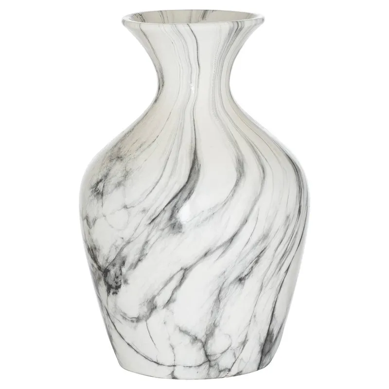 Love Lace Marble Ellipse Large Vase in White White