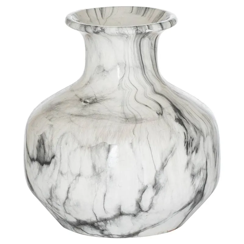 Love Lace Marble Squat Vase in White White