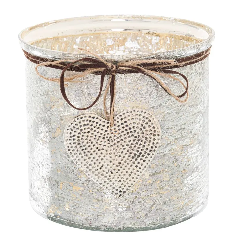 Hill Mercury Hammered Heart Large Candle Holder