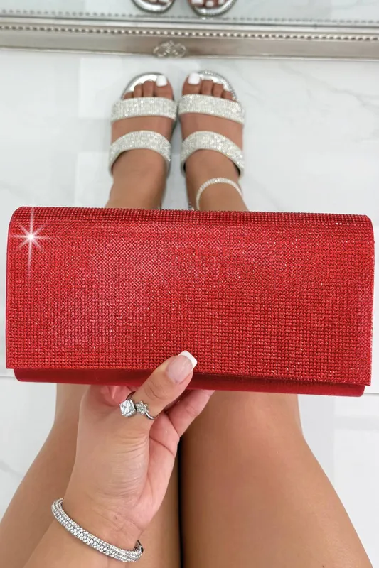 Love Lemonade Women's Crystal Sparkle Clutch Bag in Red - Red