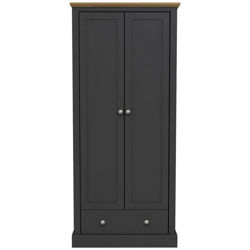 Lpd Furniture Devon 2 Door Wardrobe Charcoal