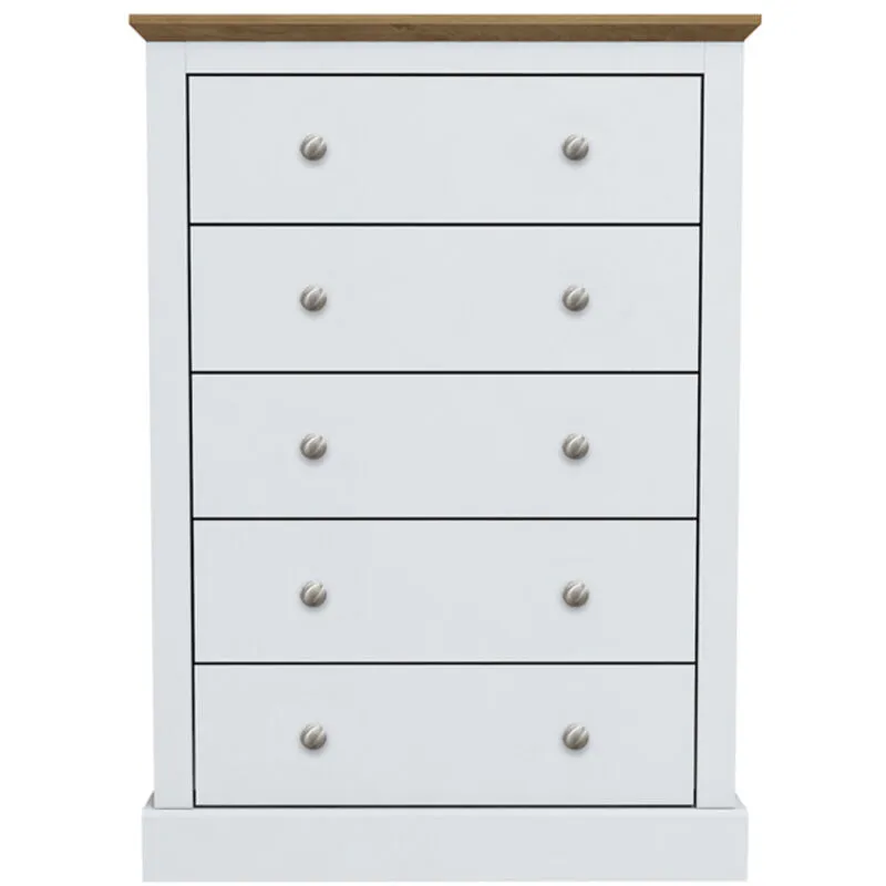 Lpd Furniture Devon 5 Drawer Chest White
