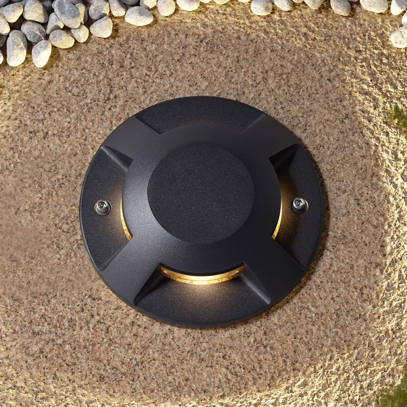 Lucande LED floor spotlight Jeffrey, black, 4 light outlets Jeffrey, Black, Aluminium, Modern