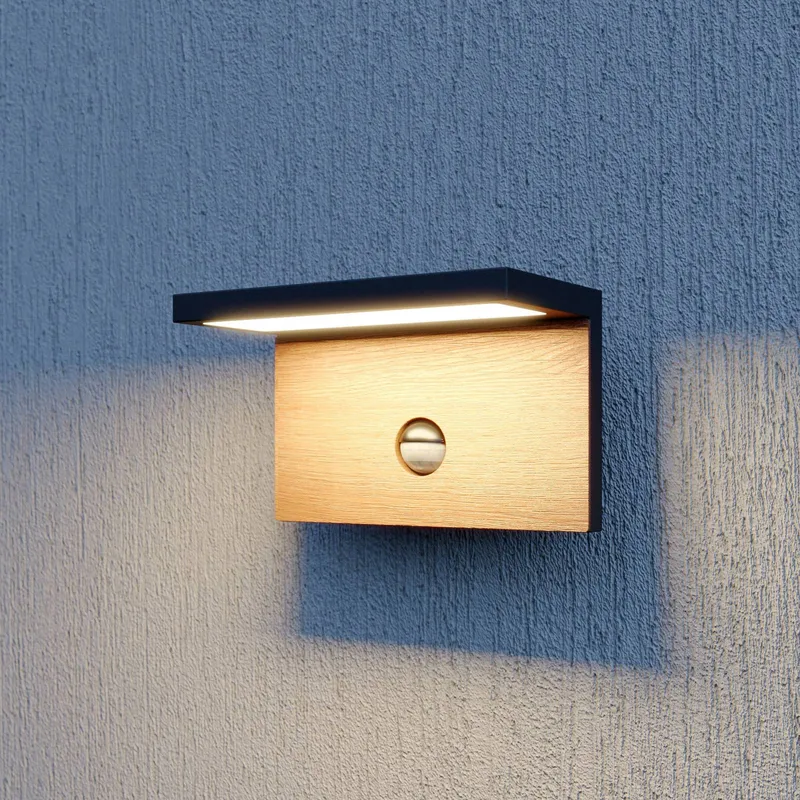 Outdoor Sensor Wall Light Lignus Lucande, Black, Aluminium, Modern, Outdoor Wall Light
