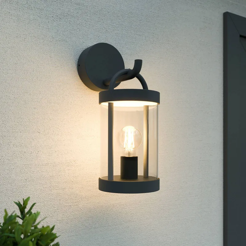 Outdoor Wall Light Cassian Lucande, dimmable, Black, Aluminium, Modern, Outdoor Wall Light