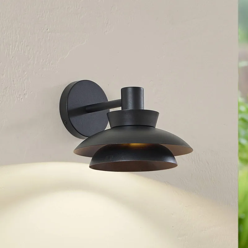 Outdoor Wall Light Thais Lucande, dimmable, Black, metal, Modern, Outdoor Wall Light