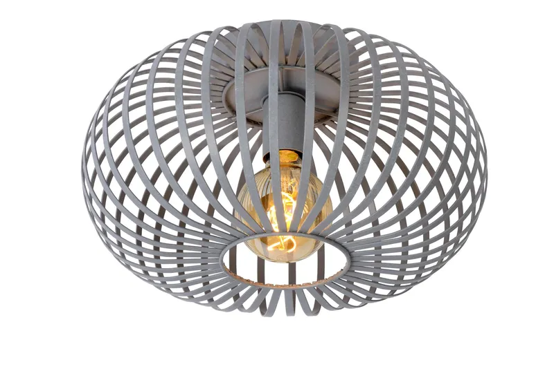 Lucide Lighting Manuela Vintage Flush Ceiling Light - Ø 39.5cm- 1xE27 - Grey