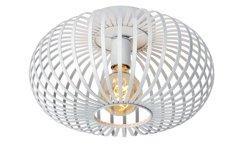 Lucide Lighting Manuela Vintage Flush Ceiling Light - Ø 39.5cm- 1xE27 - White