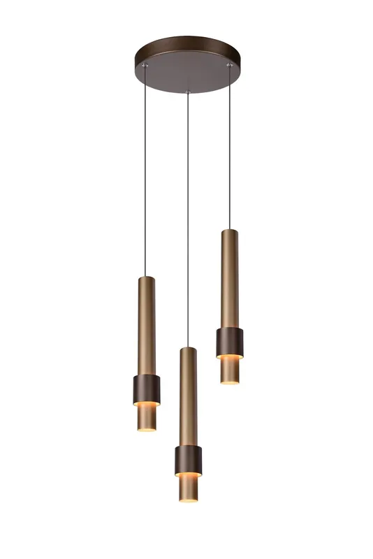 Lucide 'Margary' Dimmable Stylish Adjustable Indoor Modern LED Pendant Light in Brown Brown