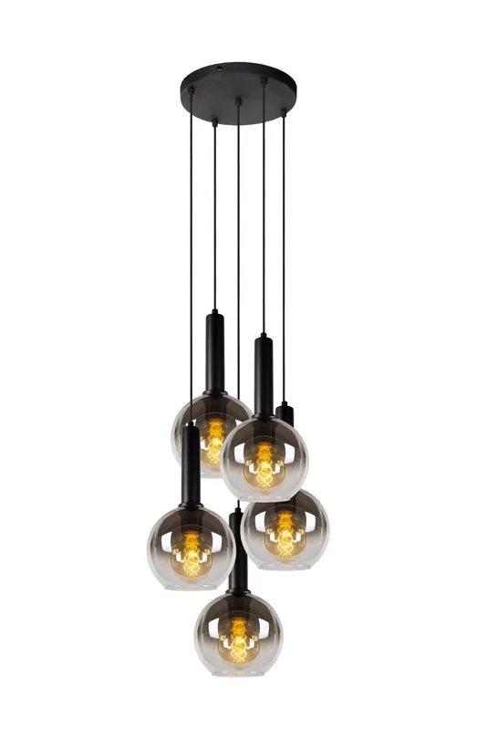 Lucide 'Marius' Dimmable Adjustable Indoor Cluster Pendant Light 5xE27 in Black Black