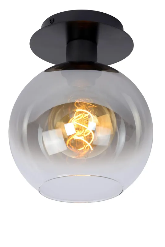 Lucide 'Marius' Dimmable Stylish Retro Indoor LED Flush Ceiling Light 1xE27 in Black Black