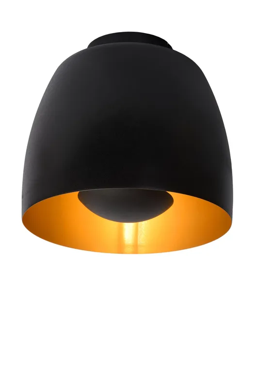 Lucide Lighting Nolan Classic Flush Ceiling Light - Ø 24cm - 1xE27 - Black