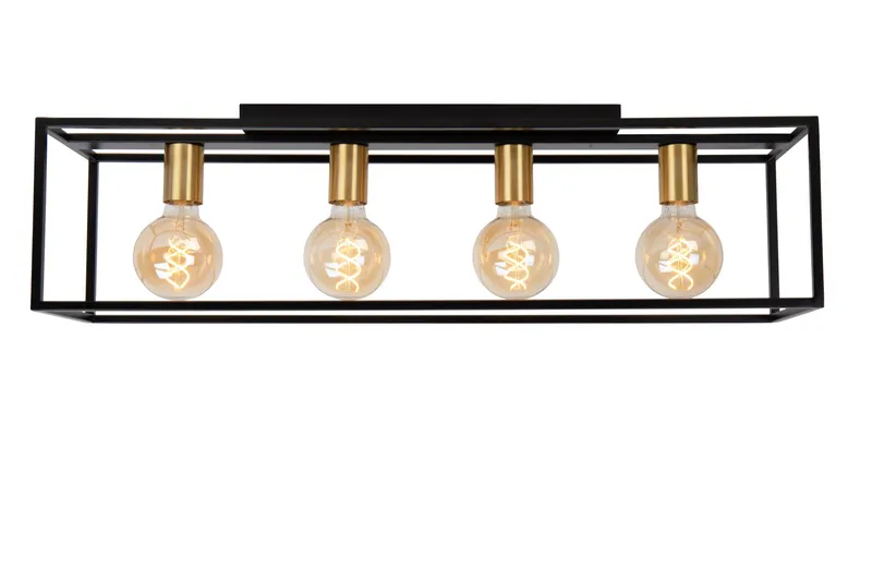 Lucide Lighting Ruben Modern Bar Flush Ceiling Light - 4xE27 - Black