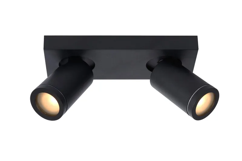 Lucide 'Taylor' Dimmable Tiltable Bathroom LED Twin Ceiling Spotlight GU10 in Black Black