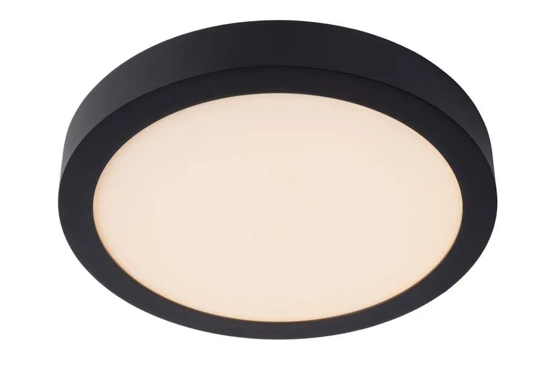 Lucide 'Brice' Dimmable Stylish Round Bathroom LED Flush Ceiling Light in Black Black