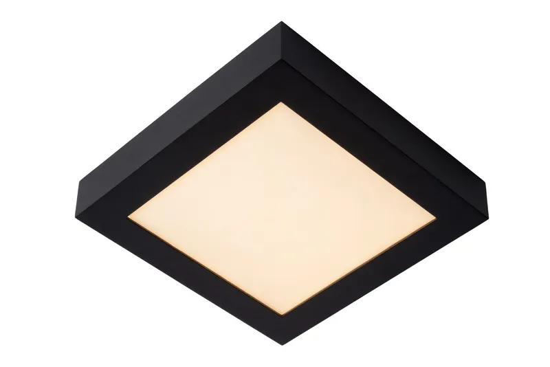 Lucide 'Brice' Dimmable Stylish Square Bathroom LED Flush Ceiling Light in Black Black