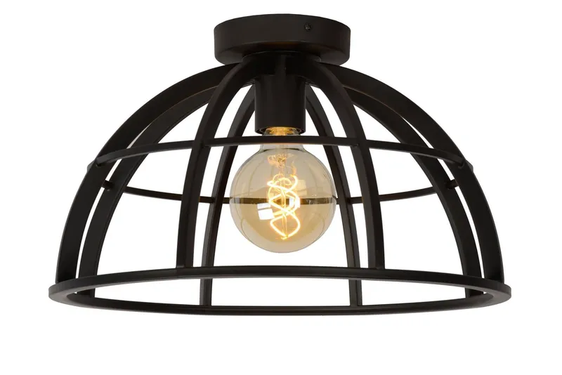 Lucide Lighting Dikra Modern 40cm Flush Ceiling Light - 1xE27 - Black