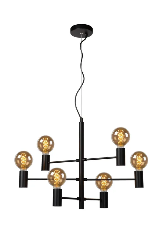 Lucide 'Leanne' Dimmable Stylish Adjustable Indoor Pendant Light 6xE27 in Black Black