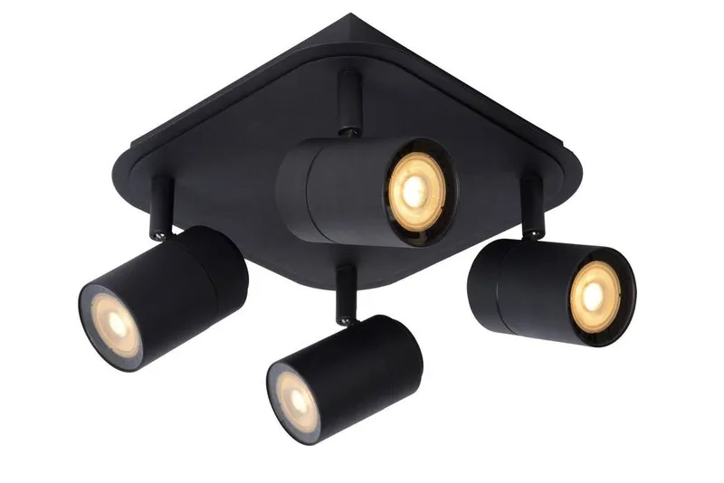 Lucide 'Lennert' Dimmable Rotatable Stylish Bathroom Ceiling Spotlight GU10 in Black Black