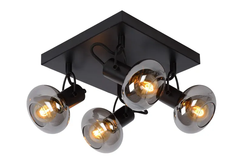 Lucide 'Madee' Dimmable Stylish Rotatable Indoor Ceiling Spotlight 4xE14 in Black Black