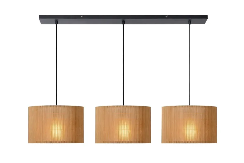 Lucide 'Magius' Dimmable Adjustable Scandinavian Bar Pendant Light 3xE27 in Brown Brown