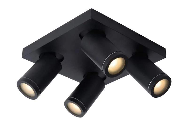 Lucide 'Taylor' Dimmable Stylish Tiltable Bathroom LED Ceiling Spotlight GU10 in Black Black