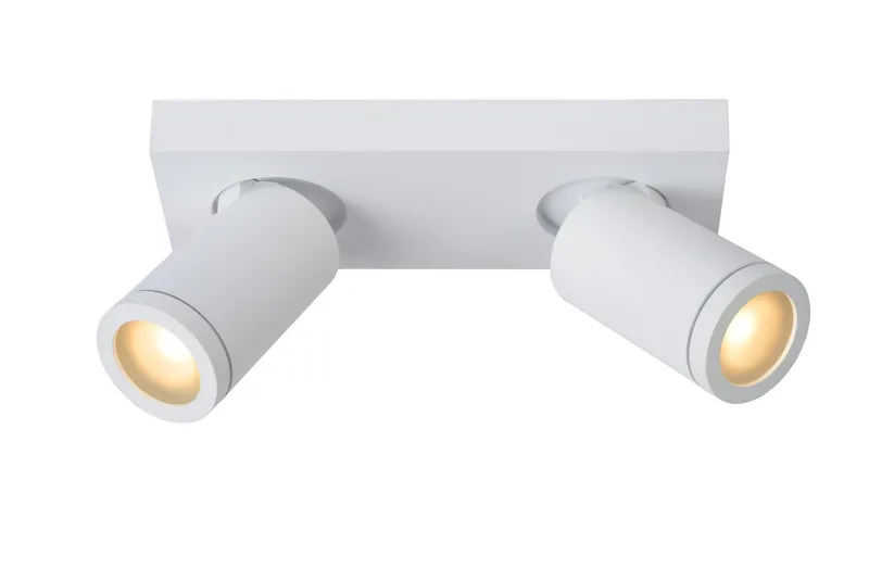 Lucide 'Taylor' Dimmable Tiltable Bathroom LED Twin Ceiling Spotlight GU10 in White White