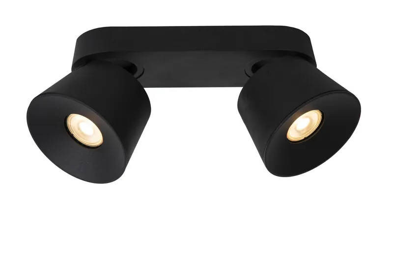 Lucide 'Trigono' Dimmable Stylish Tiltable Twin Ceiling Spotlight 2xGU10 in Black Black