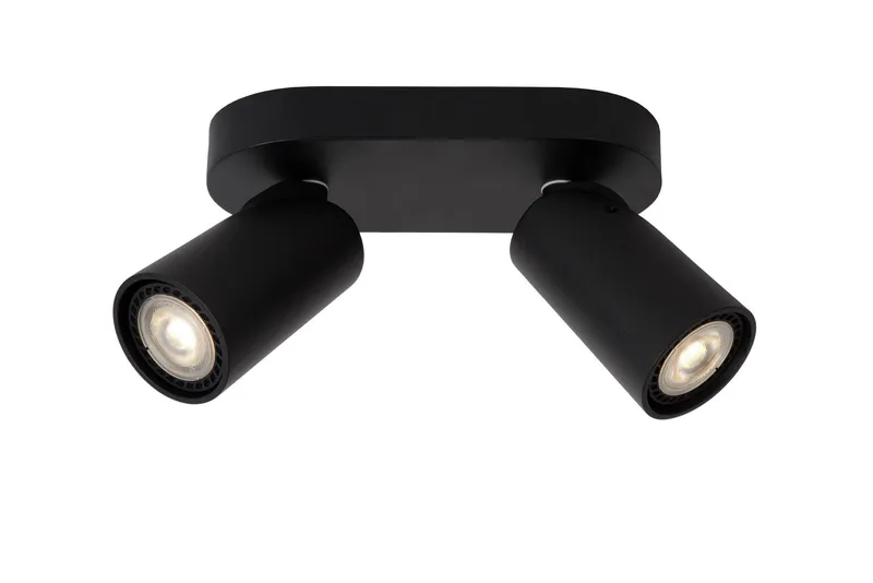 Lucide 'Xyrus' Dimmable Stylish Tiltable LED Twin Ceiling Spotlight GU10 in Black Black