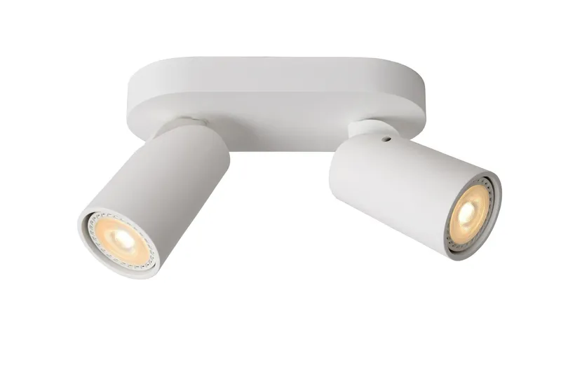 Lucide 'Xyrus' Dimmable Stylish Tiltable LED Twin Ceiling Spotlight GU10 in White White