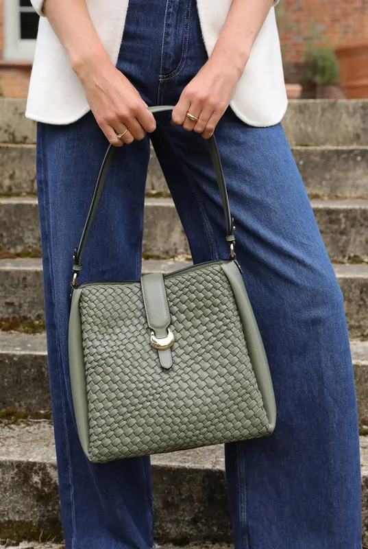 Luella Grey Women's 'Flora' Weave Hobo in Khaki Khaki