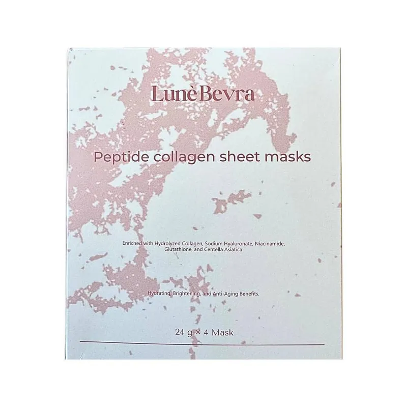 LunèBevra Peptide Collagen Sheet Masks - Anti-Aging Face Masks x4 Masks in White - White