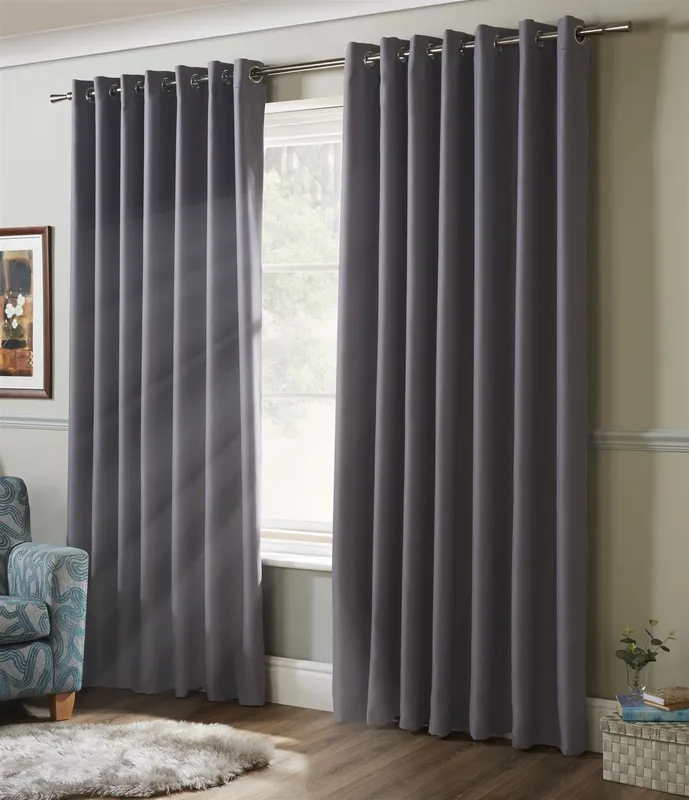 Terrys Blackout Ready Made Eyelet Curtains Silver
